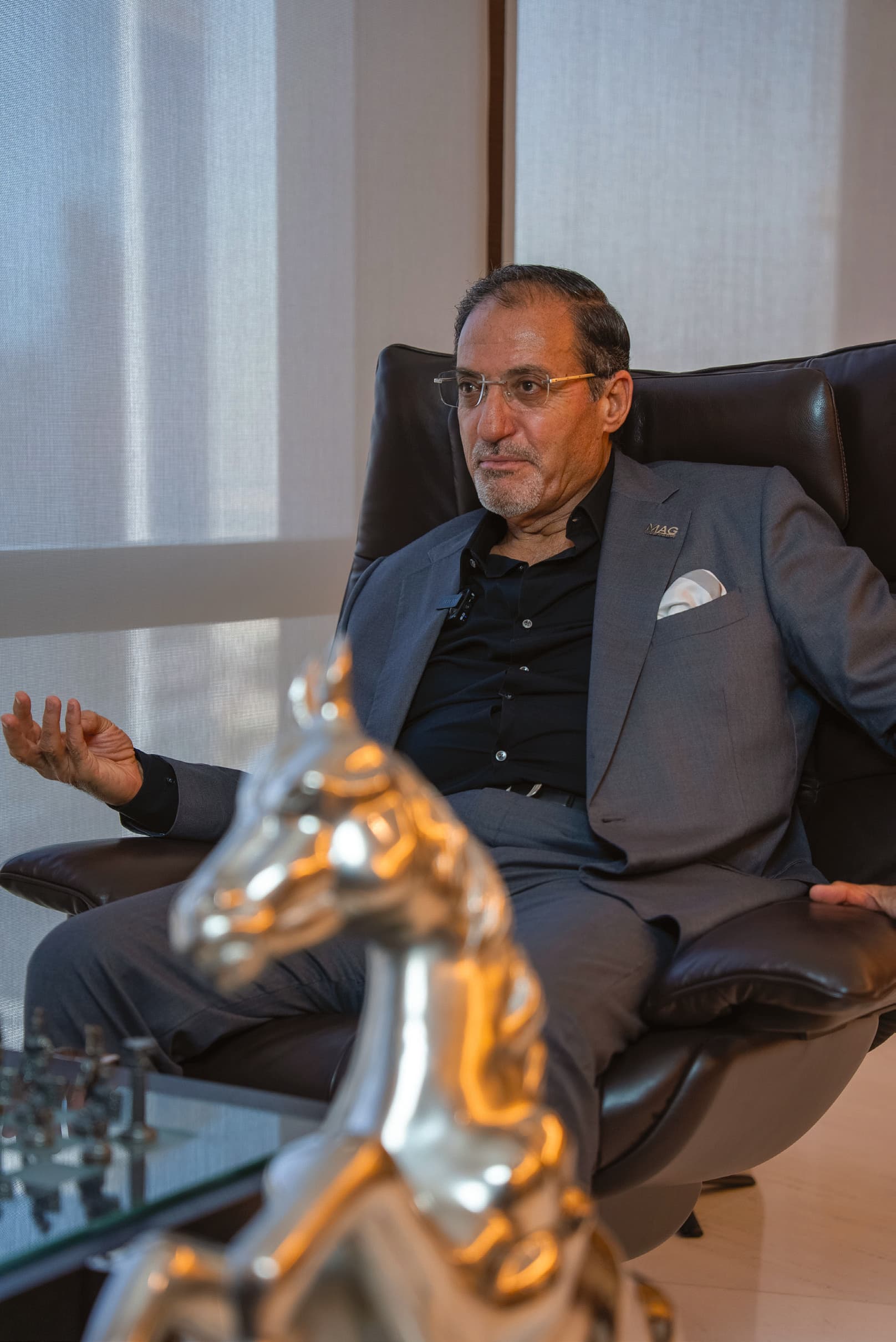 Moafaq A. Al Gaddah, founder and chairman of MAG Group Holding, in an interview portrait.